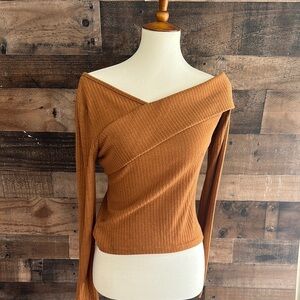SHEIN Cinnamon Ribbed Knit Top